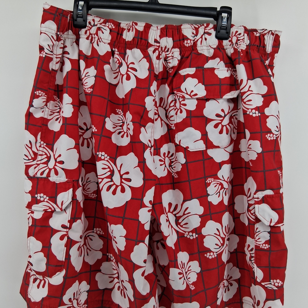 Ohio State Pro Edge Red and White Hibiscus Swim Trunks with Drawstring - Picture 3 of 4
